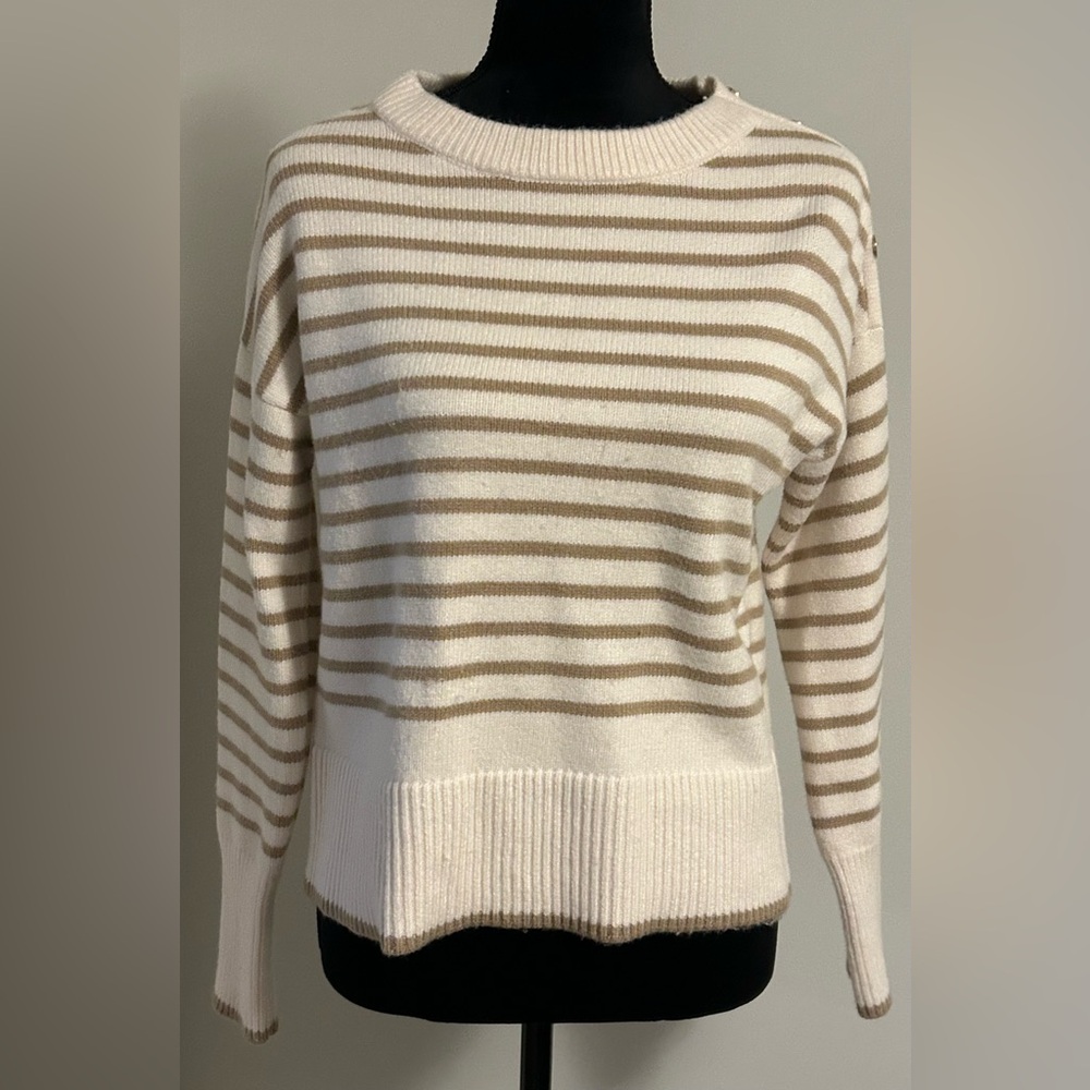 MAGASCHONI Striped Cream and Brown Women's Sweater XS